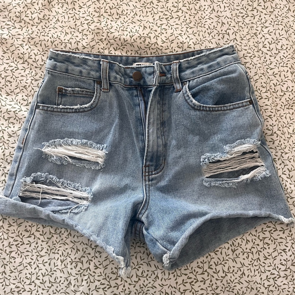 Billabong Light Blue Distressed Jean Shorts